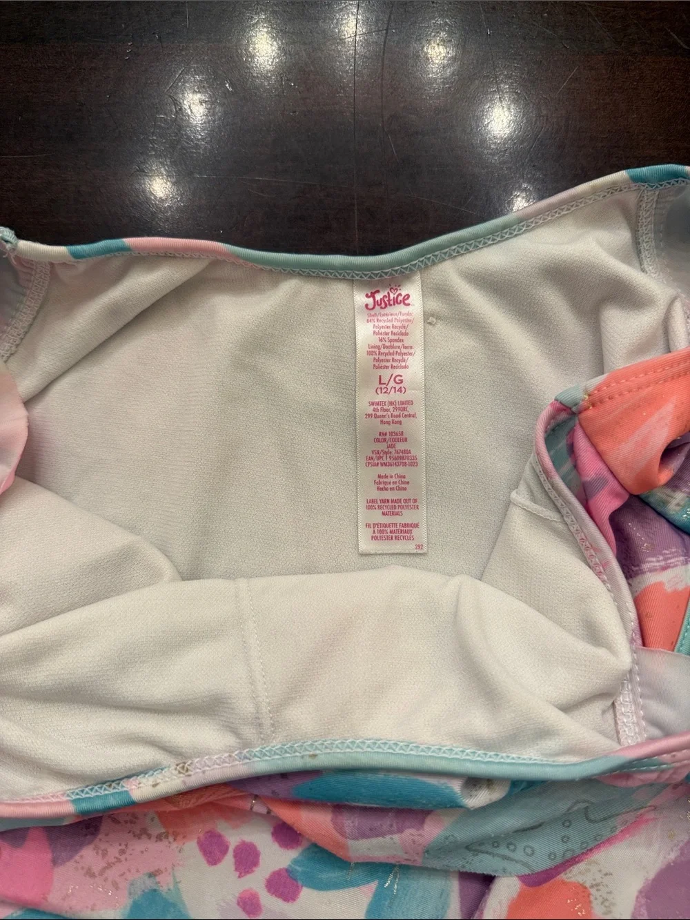 Justice Mint & Pastel Multi Ruffle Tankini with Printed Swim Shorts